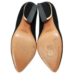 Chloé Talons Carrés En Daim Noir à Bout Pointu -Chloé 392302 6