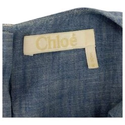 Chloé Haut En Jean Chloe Avec Bouton Et Détail Cravate En Coton Jeans Bleu -Chloé 397376 3