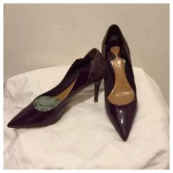 Chloé Escarpins En Cuir Verni Violet Foncé -Chloé 407091 3