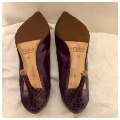 Chloé Escarpins En Cuir Verni Violet Foncé -Chloé 407091 4