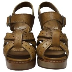 Sandales à Lanières Chloé Avec Talons En Bois En Cuir Fauve Marron Beige 13 Sandales à Lanières Chloé Avec Talons En Bois En Cuir Fauve Marron Beige -Chloé 469314 2