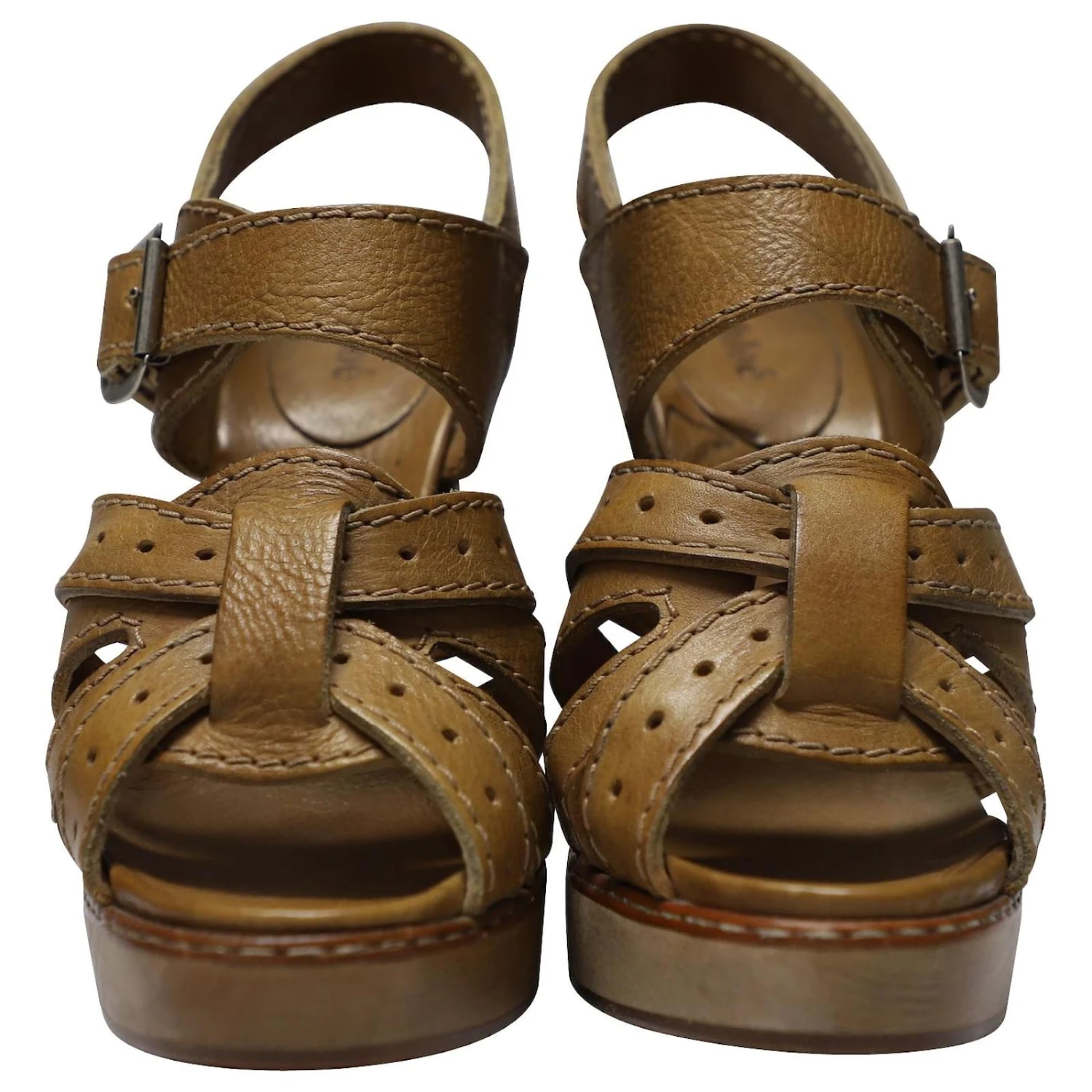 Sandales à Lanières Chloé Avec Talons En Bois En Cuir Fauve Marron Beige 4 Sandales à Lanières Chloé Avec Talons En Bois En Cuir Fauve Marron Beige – Image 2