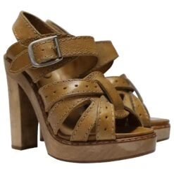 Sandales à Lanières Chloé Avec Talons En Bois En Cuir Fauve Marron Beige 14 Sandales à Lanières Chloé Avec Talons En Bois En Cuir Fauve Marron Beige -Chloé 469314 3