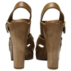 Sandales à Lanières Chloé Avec Talons En Bois En Cuir Fauve Marron Beige 15 Sandales à Lanières Chloé Avec Talons En Bois En Cuir Fauve Marron Beige -Chloé 469314 4