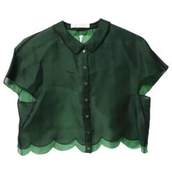 Chloé Chemisier Court Festonné En Soie Verte -Chloé 477779 4