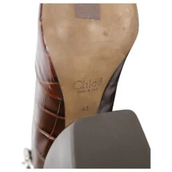 Chloé Chloe Wave Slingback Croc Effect Mule En Cuir De Veau Marron Cuir 16 Chloé Chloe Wave Slingback Croc Effect Mule En Cuir De Veau Marron Cuir -Chloé 516860 7