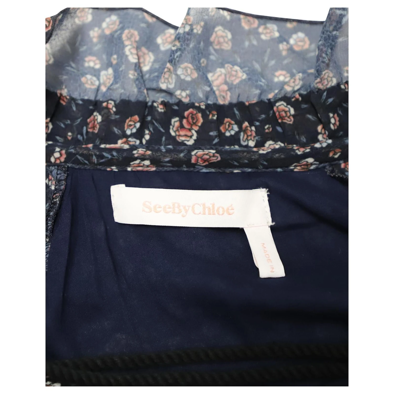 See By Chloé Chemisier En Georgette Fleurie à Volants En Polyester Noir 9 See By Chloé Chemisier En Georgette Fleurie à Volants En Polyester Noir – Image 7