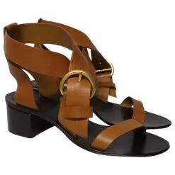 Chloé Chloe Nils Sandales à Talons Blocs En Cuir Marron -Chloé 535554 3