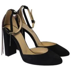 Chloé Chloe Liv D'Orsay Escarpins à Bride Cheville Ornés De Perles En Daim Noir -Chloé 593790 4