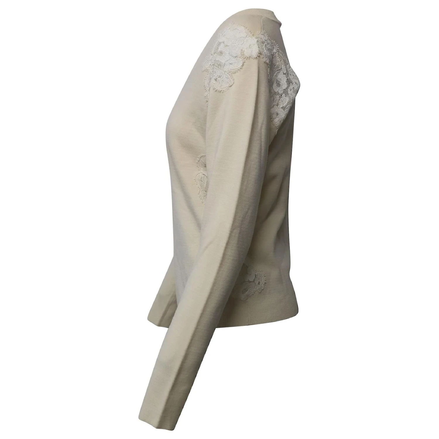 Chloé Chloe Pull Orné De Dentelle En Laine Beige 5 Chloé Chloe Pull Orné De Dentelle En Laine Beige – Image 3