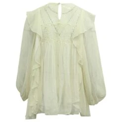 Chloé Chemisier à Détails En Dentelle En Soie Ivoire Blanc Écru -Chloé 617609 3