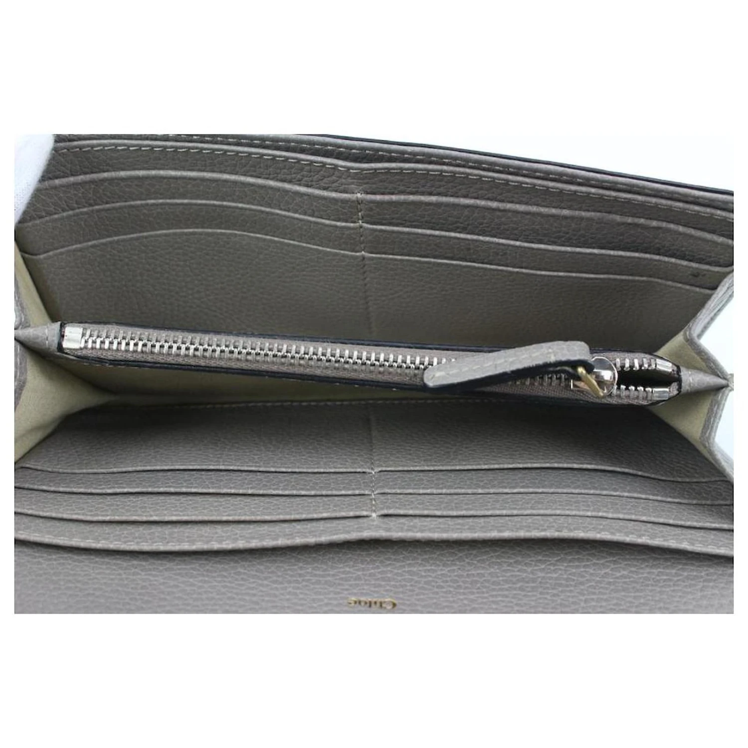 Chloé Portefeuille Long Paddington En Cuir Gris X Or 12 Chloé Portefeuille Long Paddington En Cuir Gris X Or – Image 10