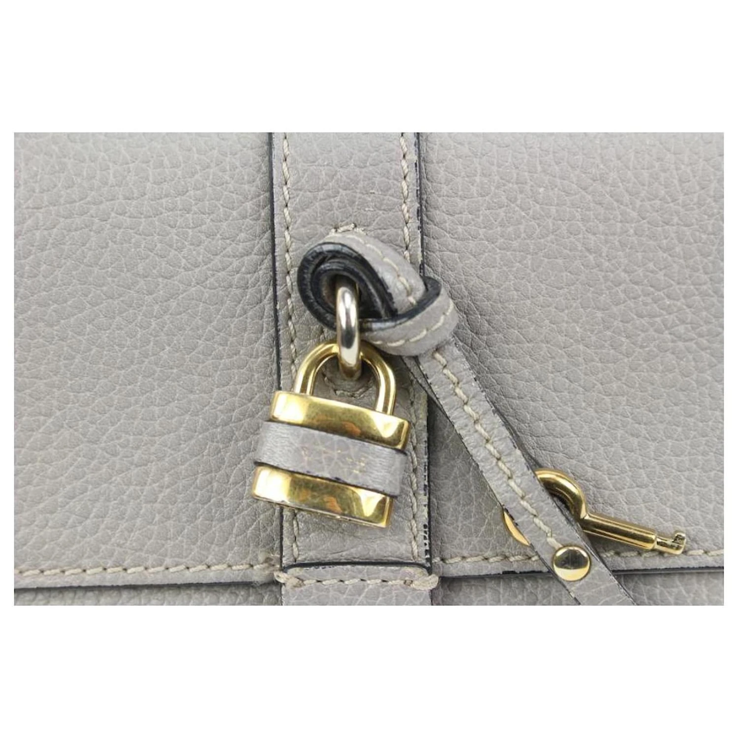 Chloé Portefeuille Long Paddington En Cuir Gris X Or 5 Chloé Portefeuille Long Paddington En Cuir Gris X Or – Image 3