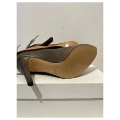 Chloé Chloe - Escarpins En Cuir De Veau Gibbon Avec Laçage à L'arrière Marron Taupe -Chloé 677741 7