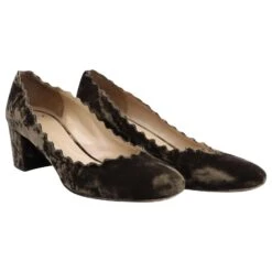 Chloé Lauren Escarpins Festonnés En Velours Marron -Chloé 686355 4