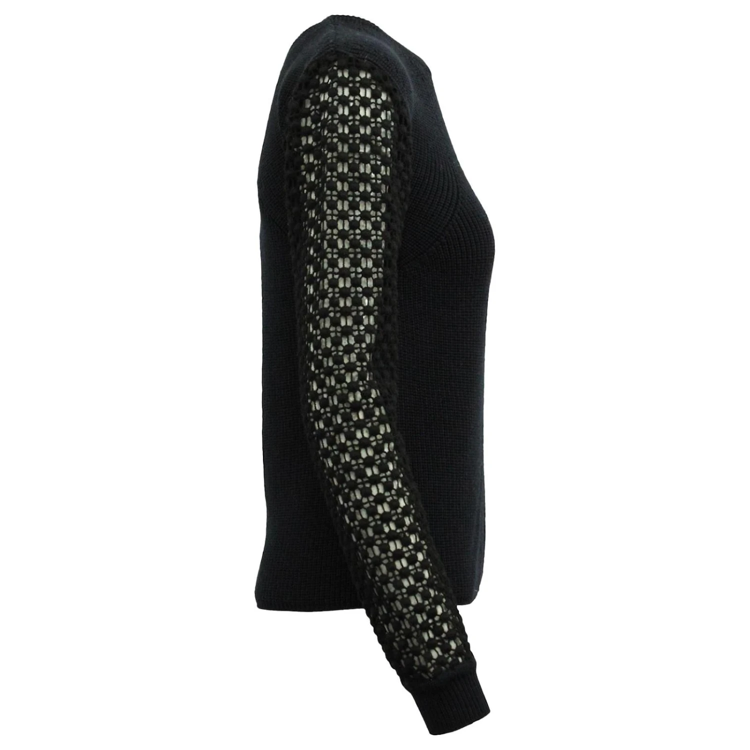 Pull Chloé à Manches Crochet En Laine Mérinos Bleu Marine 5 Pull Chloé à Manches Crochet En Laine Mérinos Bleu Marine – Image 3