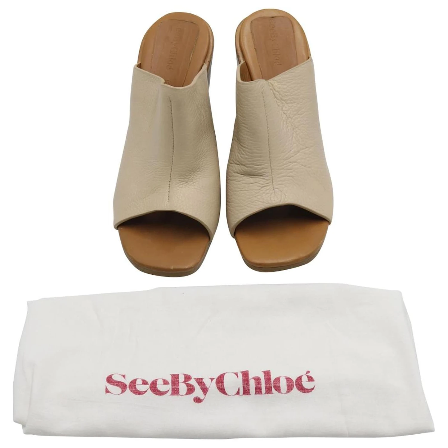 See By Chloé See By Chloe Anna Mules Compensées En Cuir Nude Chair 4 See By Chloé See By Chloe Anna Mules Compensées En Cuir Nude Chair – Image 2