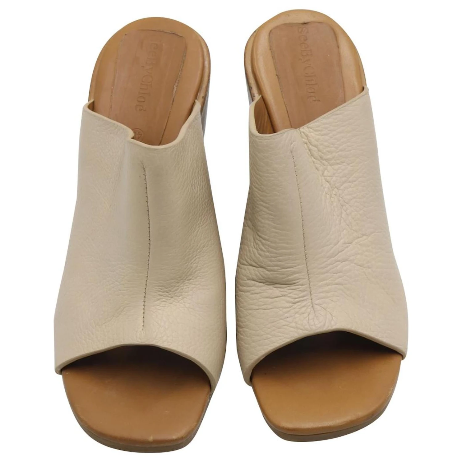 See By Chloé See By Chloe Anna Mules Compensées En Cuir Nude Chair 5 See By Chloé See By Chloe Anna Mules Compensées En Cuir Nude Chair – Image 3