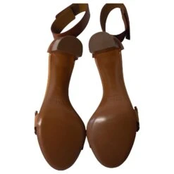 Chloé Chloe Ankle Open Toe Block Sandals En Cuir Marron Tan Beige -Chloé 696851 5