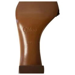 Chloé Chloe Ankle Open Toe Block Sandals En Cuir Marron Tan Beige -Chloé 696851 6