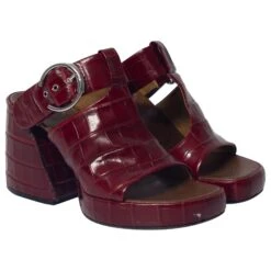 Chloé Mules Plateforme Effet Croco Wave En Cuir Rouge -Chloé 696994 3