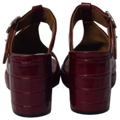 Chloé Mules Plateforme Effet Croco Wave En Cuir Rouge -Chloé 696994 4