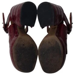 Chloé Mules Plateforme Effet Croco Wave En Cuir Rouge -Chloé 696994 5