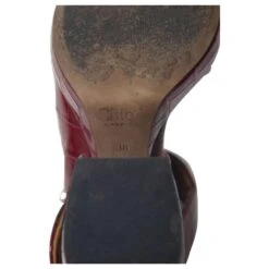 Chloé Mules Plateforme Effet Croco Wave En Cuir Rouge -Chloé 696994 6