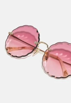 Chloé Rosie Rimless Rounded Metal Sunglasses - Lunettes De Soleil - Gold-Coloured/Pink -Chloé 6d7086bb35574912a1da7be36676abe6