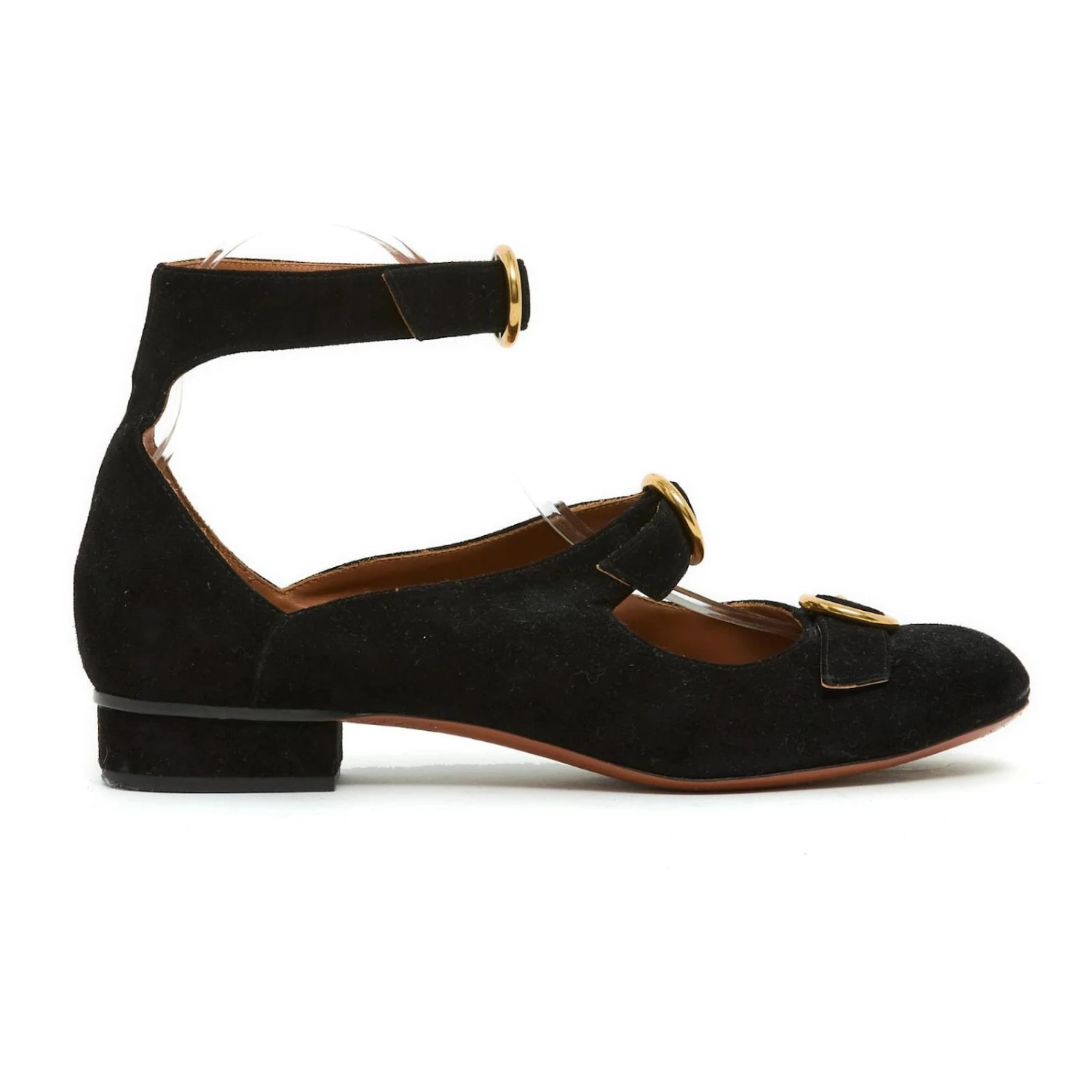 Chloé SUEDE BLACK BUCKLED FR38.5 Noir 4 Chloé SUEDE BLACK BUCKLED FR38.5 Noir – Image 2