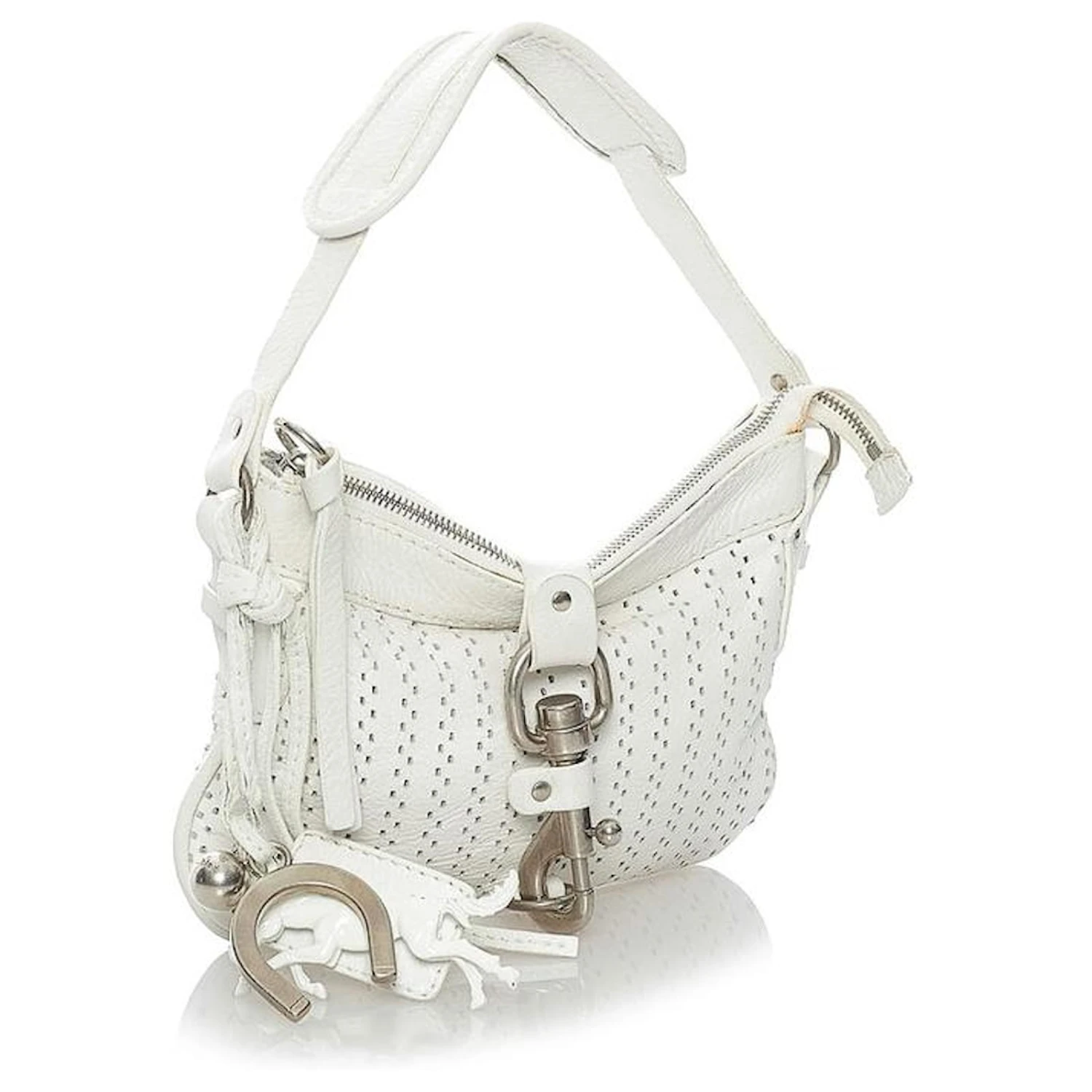 Chloé Sac à Bandoulière En Cuir Perforé Blanc 4 Chloé Sac à Bandoulière En Cuir Perforé Blanc – Image 2