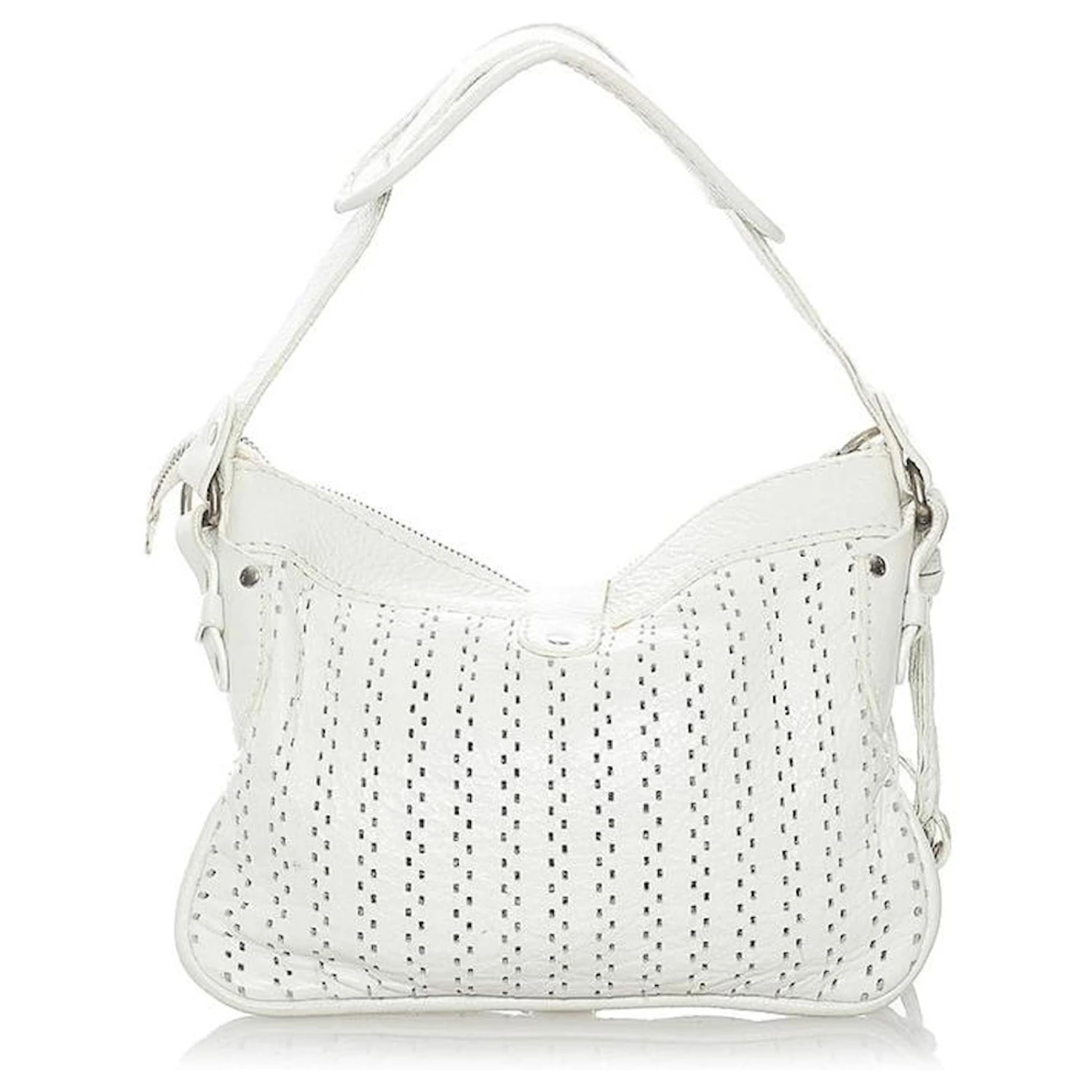 Chloé Sac à Bandoulière En Cuir Perforé Blanc 5 Chloé Sac à Bandoulière En Cuir Perforé Blanc – Image 3