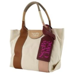 See By Chloé Petit Tote Bag Leatizia - See By Chloe - Caramel - Coton/Cuir Marron 7 See By Chloé Petit Tote Bag Leatizia - See By Chloe - Caramel - Coton/Cuir Marron -Chloé 732522 2