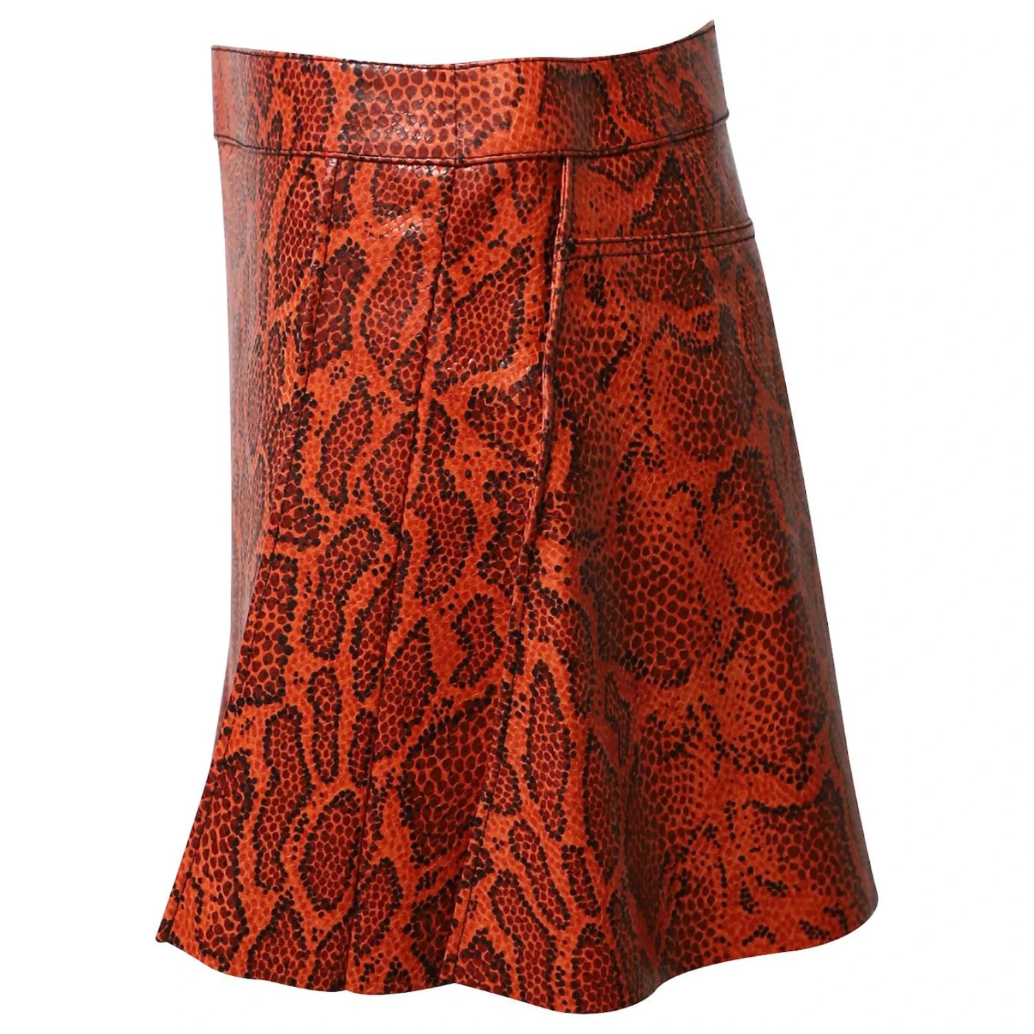 Chloé Chloe Mini-jupe à Imprimé Peau De Serpent En Cuir Orange 4 Chloé Chloe Mini-jupe à Imprimé Peau De Serpent En Cuir Orange – Image 2