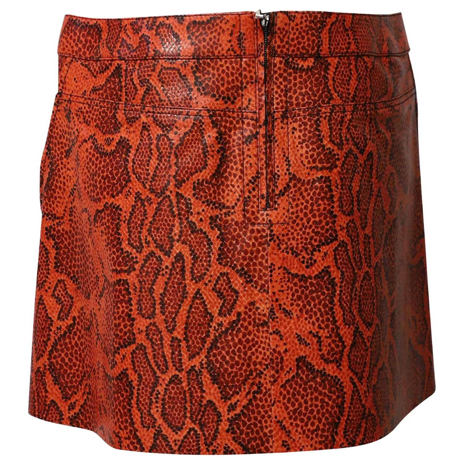 Chloé Chloe Mini-jupe à Imprimé Peau De Serpent En Cuir Orange 5 Chloé Chloe Mini-jupe à Imprimé Peau De Serpent En Cuir Orange – Image 3