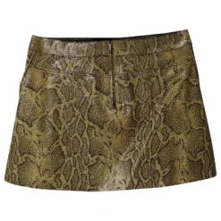Chloé Chloe Mini-jupe Effet Peau De Serpent En Cuir Olive -Chloé 777051 4