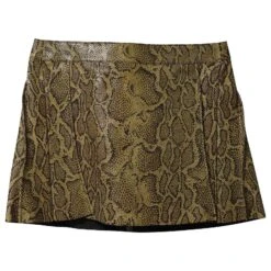 Chloé Chloe Mini-jupe Effet Peau De Serpent En Cuir Olive -Chloé 777051 5