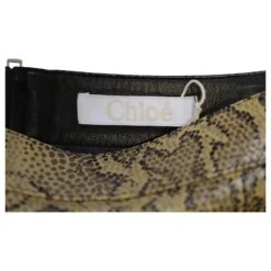Chloé Chloe Mini-jupe Effet Peau De Serpent En Cuir Olive -Chloé 777051 6