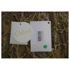 Chloé Chloe Mini-jupe Effet Peau De Serpent En Cuir Olive -Chloé 777051 8