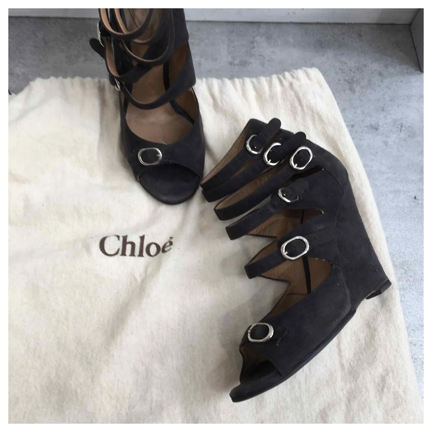 Chloé CHLOE Talons T.UE 40 Suédée Gris 9 Chloé CHLOE Talons T.UE 40 Suédée Gris – Image 7