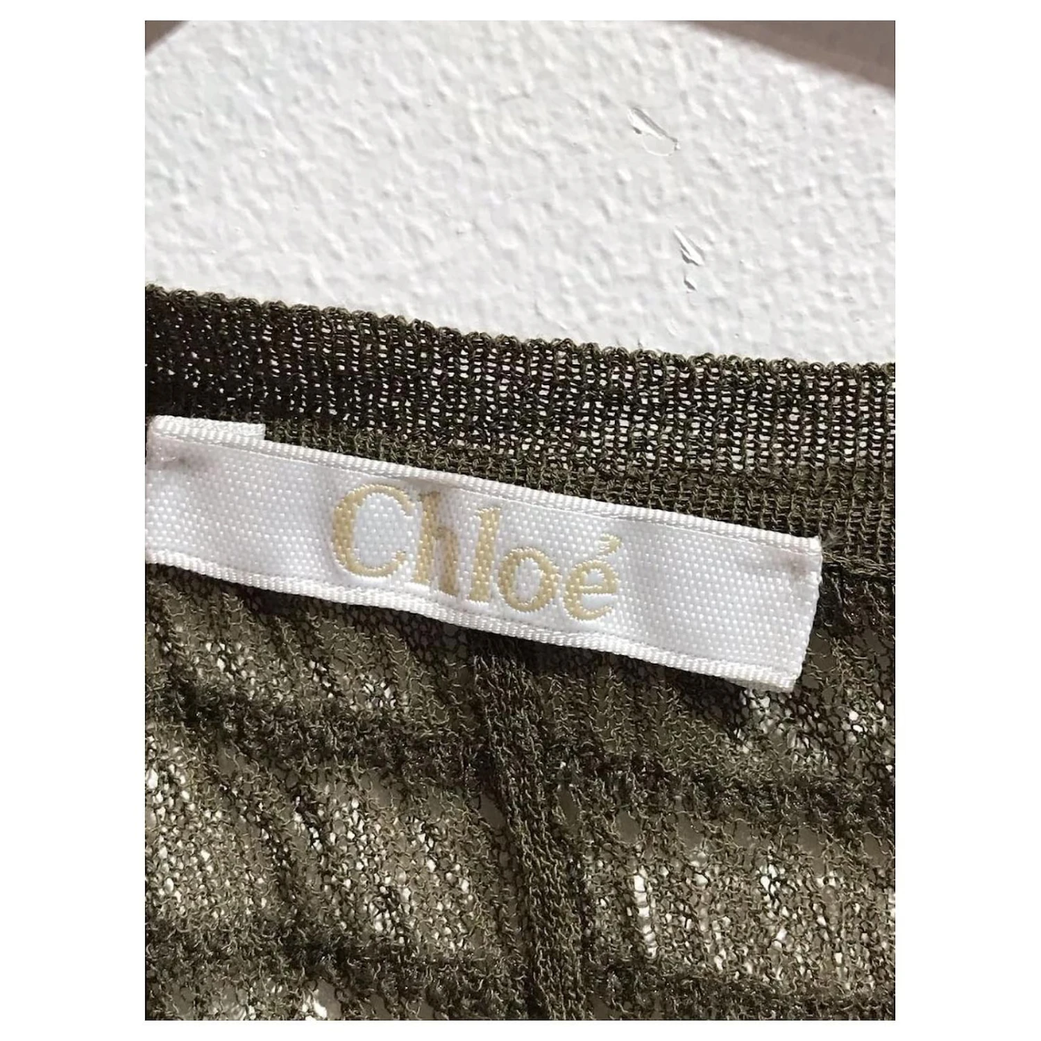Chloé CHLOE Tricot T.International XS Coton Kaki 6 Chloé CHLOE Tricot T.International XS Coton Kaki – Image 4