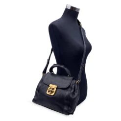 Chloé Sac à Main En Cuir Noir Elsie Bag Tote Satchel Avec Sangle -Chloé 828365 2