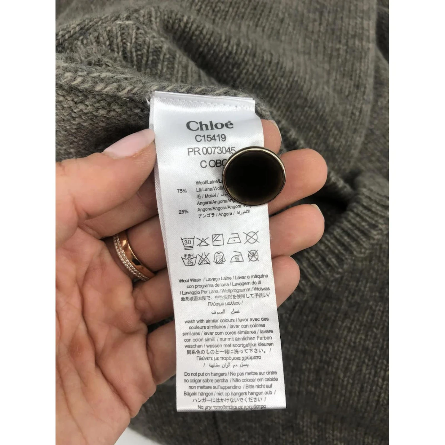 Chloé CHLOE Tricot T.International M Laine Gris 8 Chloé CHLOE Tricot T.International M Laine Gris – Image 6