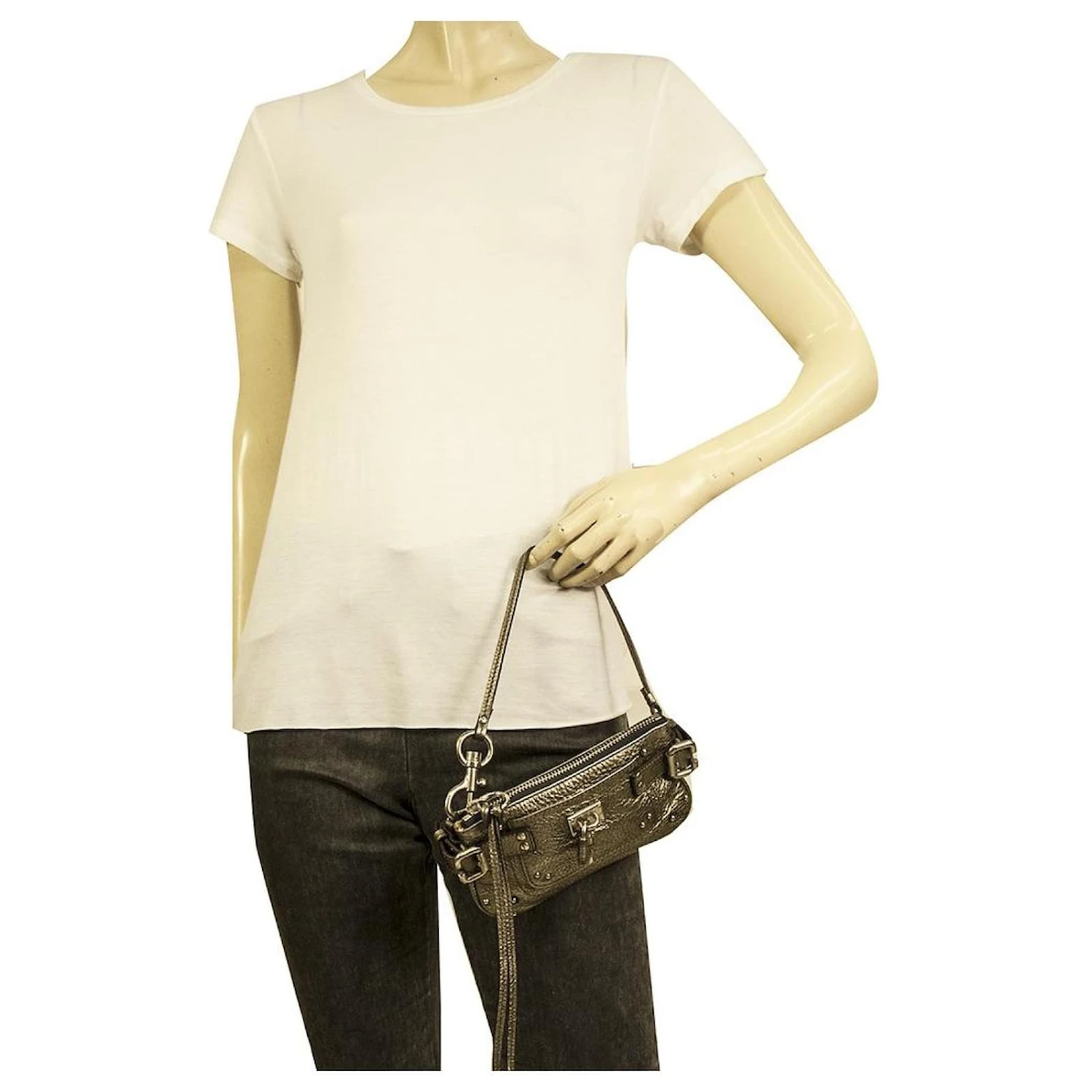 Chloé CHLOE Paddington Silver Pebbled Leather Iconic Clutch Bag Sac à Main W. Porte Poignée Argenté 12 Chloé CHLOE Paddington Silver Pebbled Leather Iconic Clutch Bag Sac à Main W. Porte Poignée Argenté – Image 10