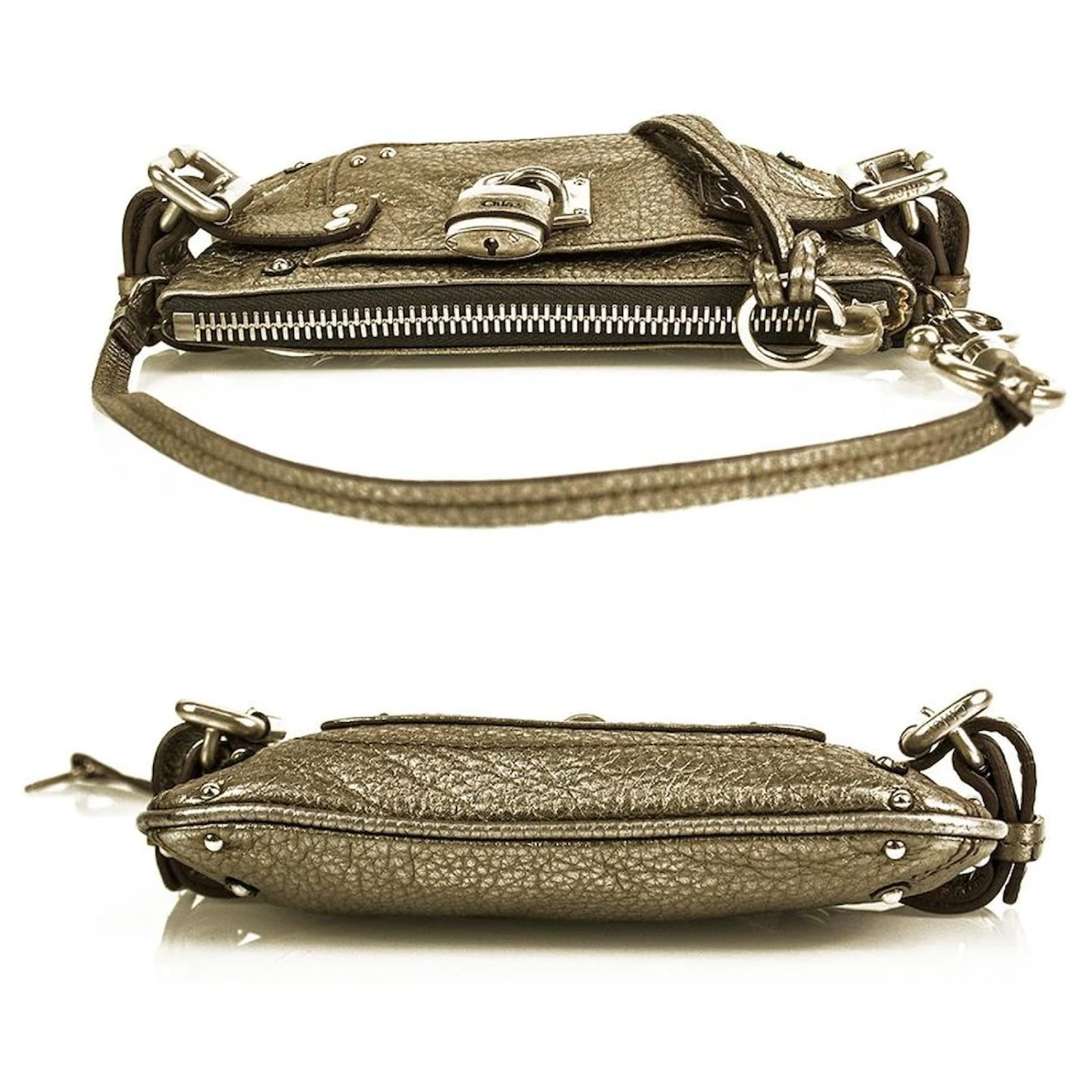 Chloé CHLOE Paddington Silver Pebbled Leather Iconic Clutch Bag Sac à Main W. Porte Poignée Argenté 7 Chloé CHLOE Paddington Silver Pebbled Leather Iconic Clutch Bag Sac à Main W. Porte Poignée Argenté – Image 5