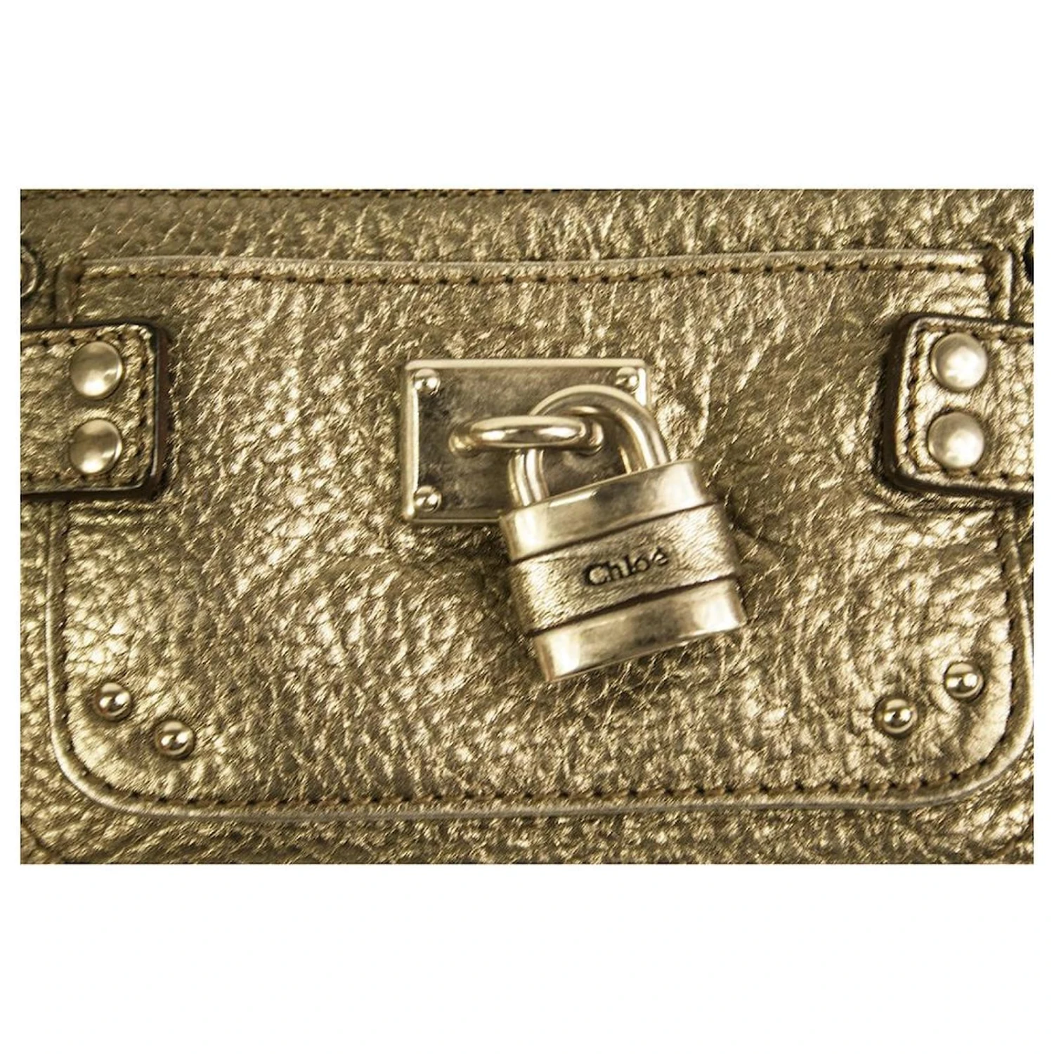 Chloé CHLOE Paddington Silver Pebbled Leather Iconic Clutch Bag Sac à Main W. Porte Poignée Argenté 8 Chloé CHLOE Paddington Silver Pebbled Leather Iconic Clutch Bag Sac à Main W. Porte Poignée Argenté – Image 6