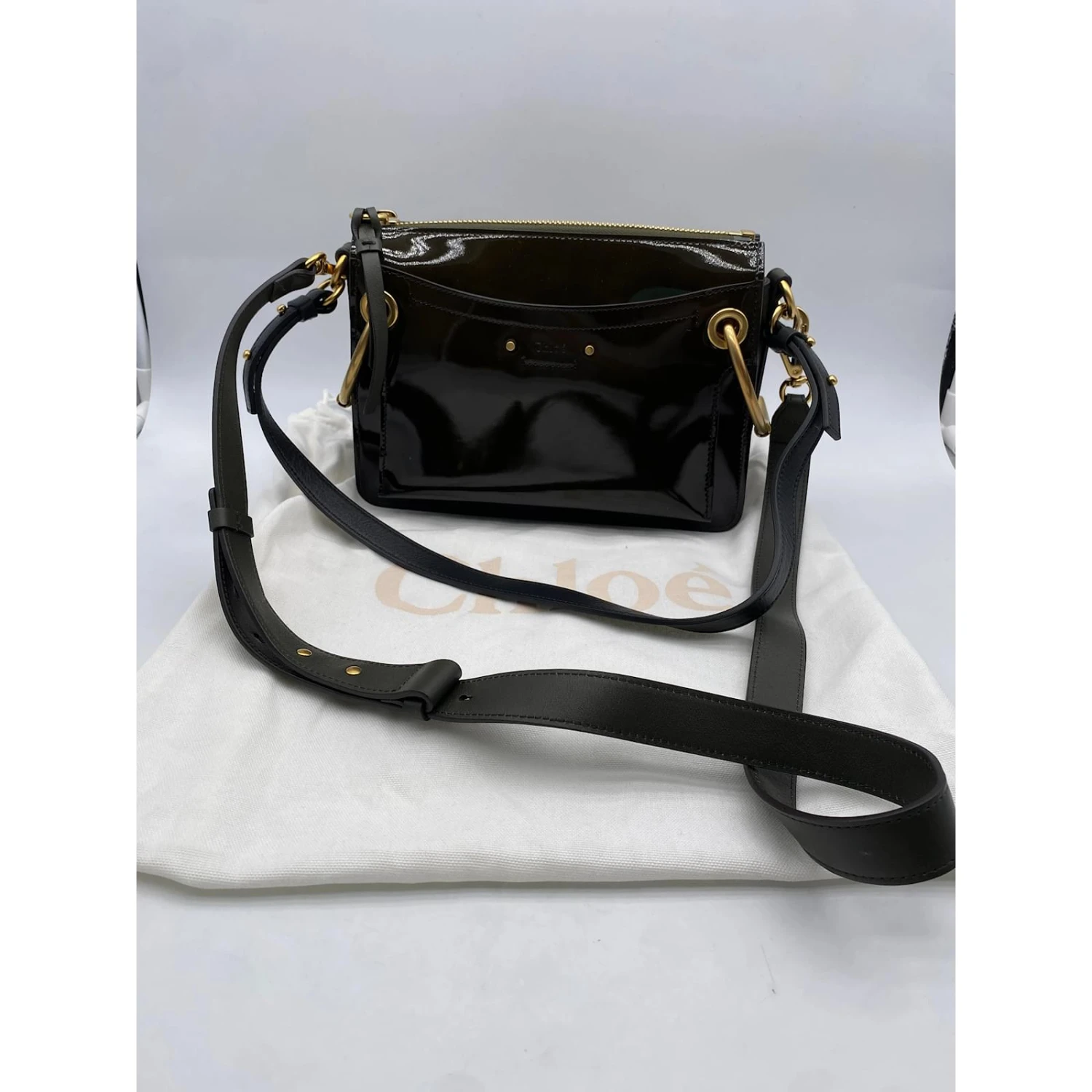 Chloé Sacs à Main CHLOE T. En Cuir Vernis Kaki 10 Chloé Sacs à Main CHLOE T. En Cuir Vernis Kaki – Image 8