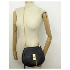 Chloé SAC A MAIN CHLOE DREW SMALL BANDOULIERE EN CUIR GRAINE NOIR PURSE HAND BAG -Chloé 861691 4