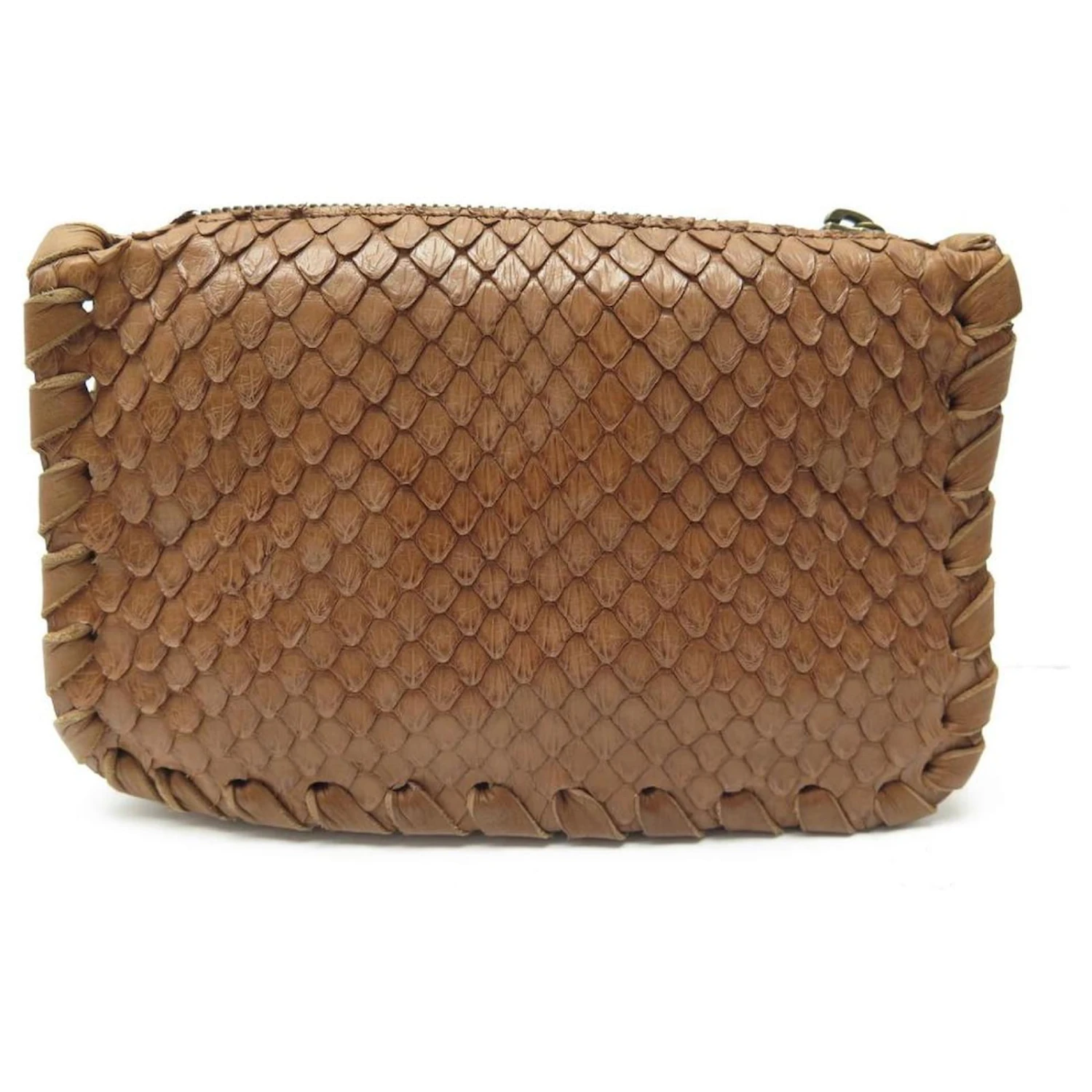Chloé SAC POCHETTE CHLOE 21 CM EN CUIR DE PYTHON MARRON BROWN LEATHER BAG CLUTCH 4 Chloé SAC POCHETTE CHLOE 21 CM EN CUIR DE PYTHON MARRON BROWN LEATHER BAG CLUTCH – Image 2