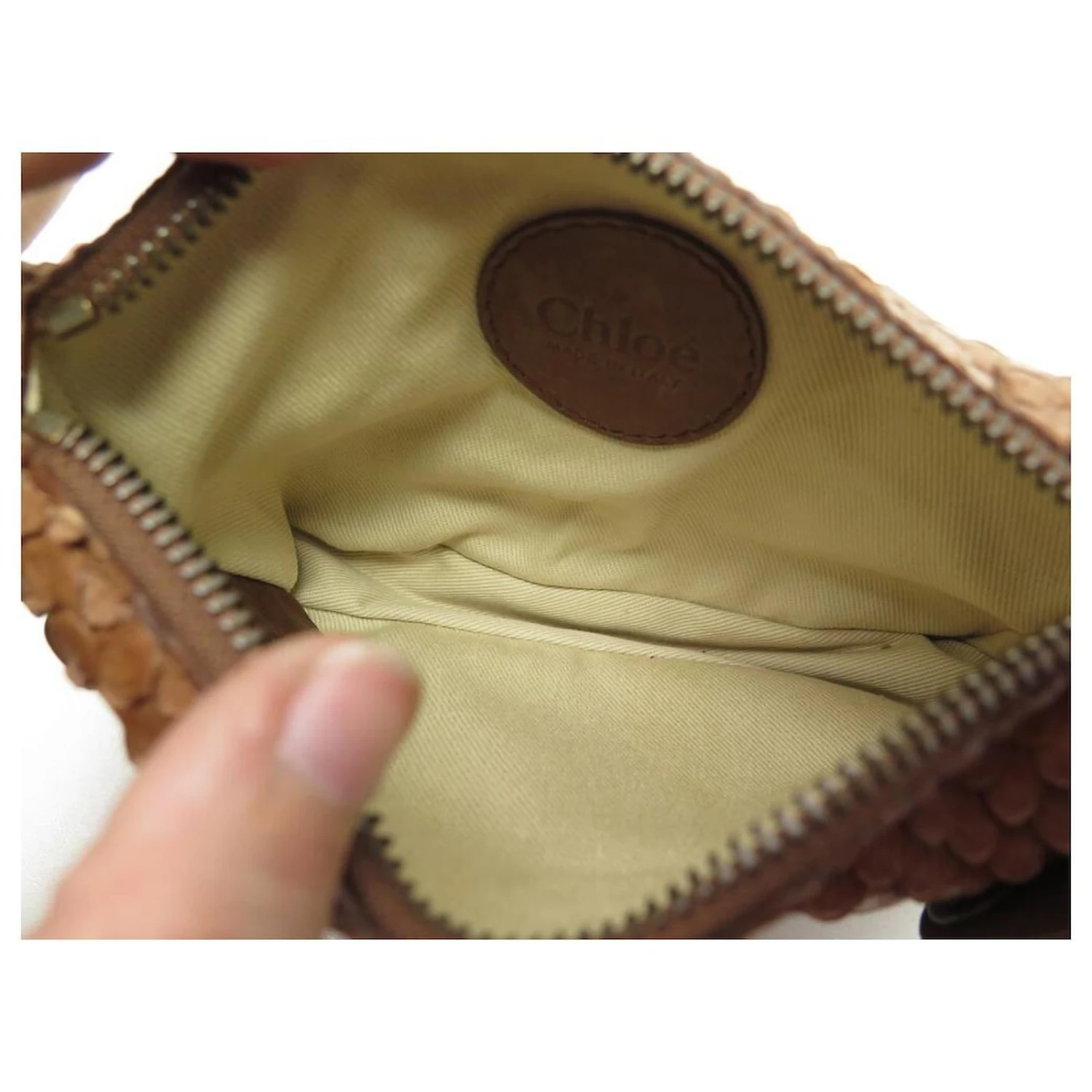 Chloé SAC POCHETTE CHLOE 21 CM EN CUIR DE PYTHON MARRON BROWN LEATHER BAG CLUTCH 5 Chloé SAC POCHETTE CHLOE 21 CM EN CUIR DE PYTHON MARRON BROWN LEATHER BAG CLUTCH – Image 3